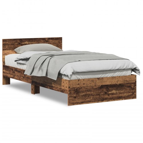 Sengeramme med sengegavl 100 x 200 cm - gammelt træ