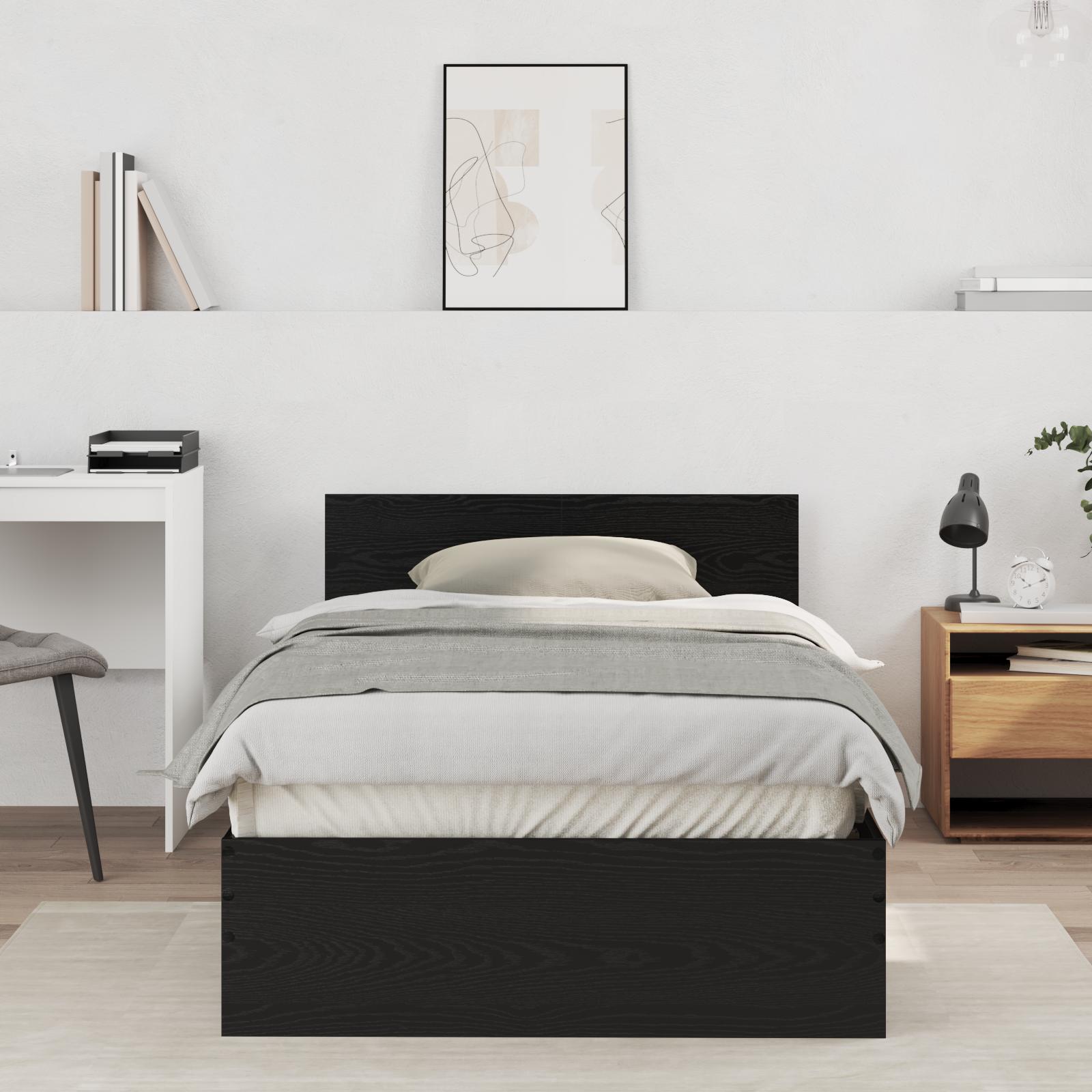 Sengestel med hovedgærde Sort eg 100 x 200 cm Konstrueret træ