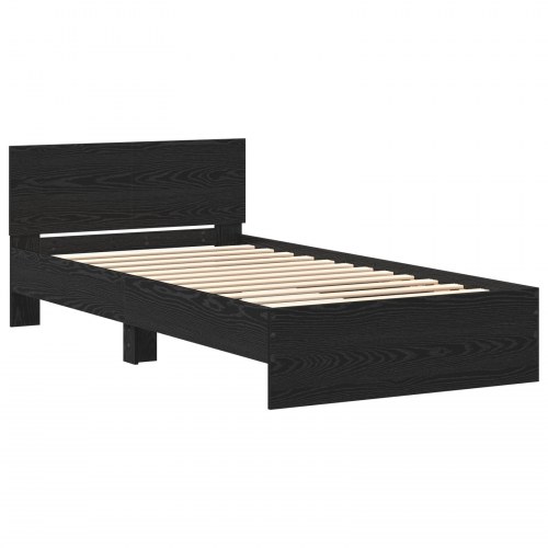 Sengeramme med sengegavl sort eg 100 x 200 cm
