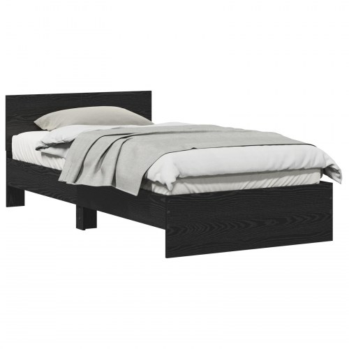 Sengeramme med sengegavl sort eg 100 x 200 cm