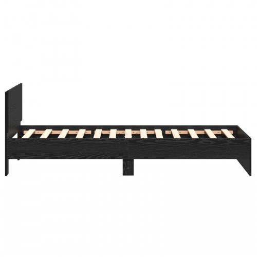 Sengeramme med sengegavl sort eg 100 x 200 cm