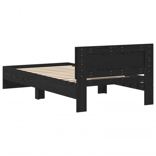 Sengeramme med sengegavl sort eg 100 x 200 cm