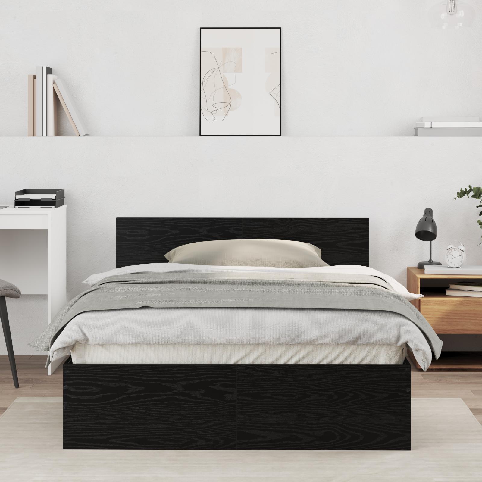 Sengestel med hovedgærde Sort eg 120 x 190 cm Konstrueret træ