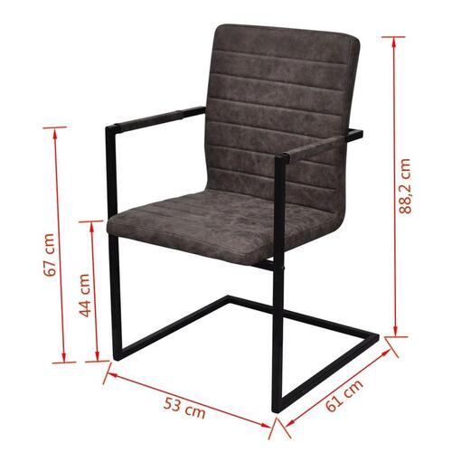 Spisebordsstole med cantilever 6 stk. kunstlæder brun