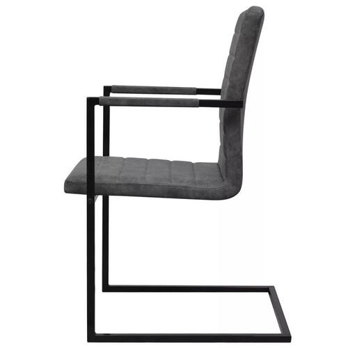 Spisebordsstole med cantilever 6 stk. kunstlæder grå