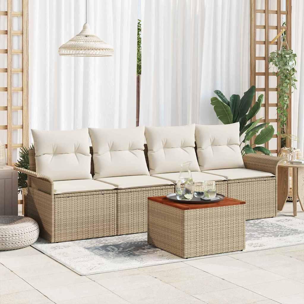 Havesofa Sæt med pude 5 stk Beige og creme 55 x 55 x 37 cm