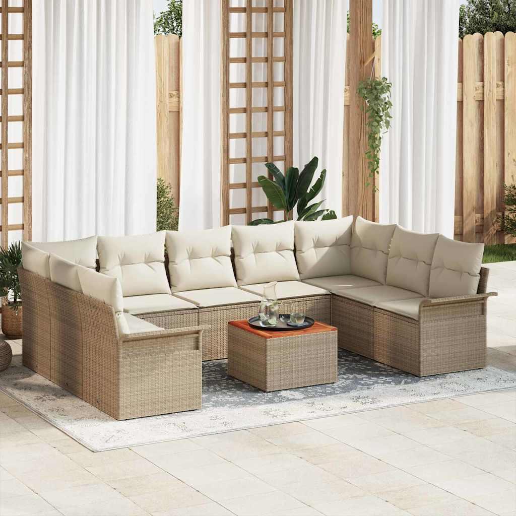 Havesofa Sæt med pude med opbevaring 10 stk Beige og creme