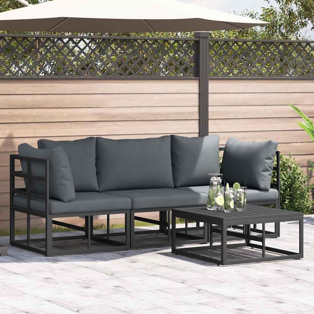 Havesofa SÃ¦t med pude 4 stk Sort Aluminium