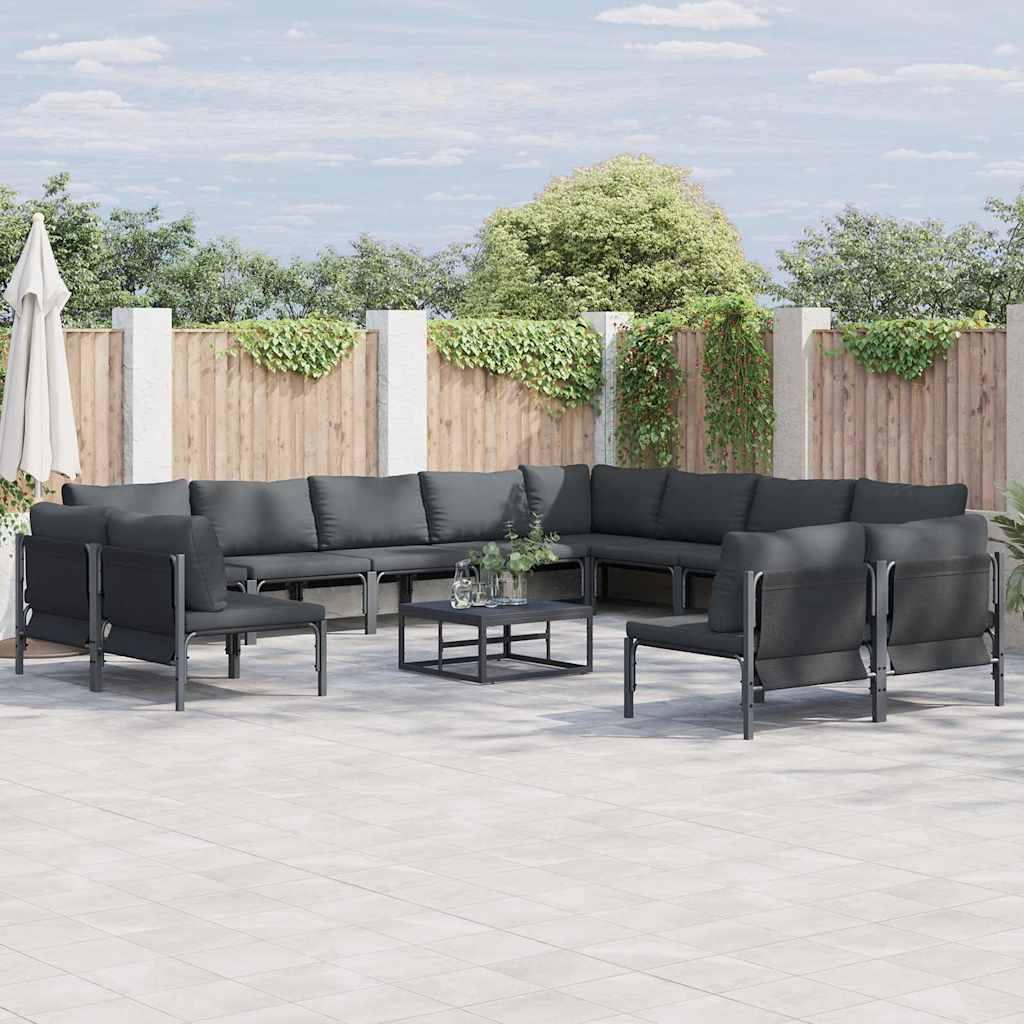 Havesofa st med puder, 13 dele - sort stl loungest