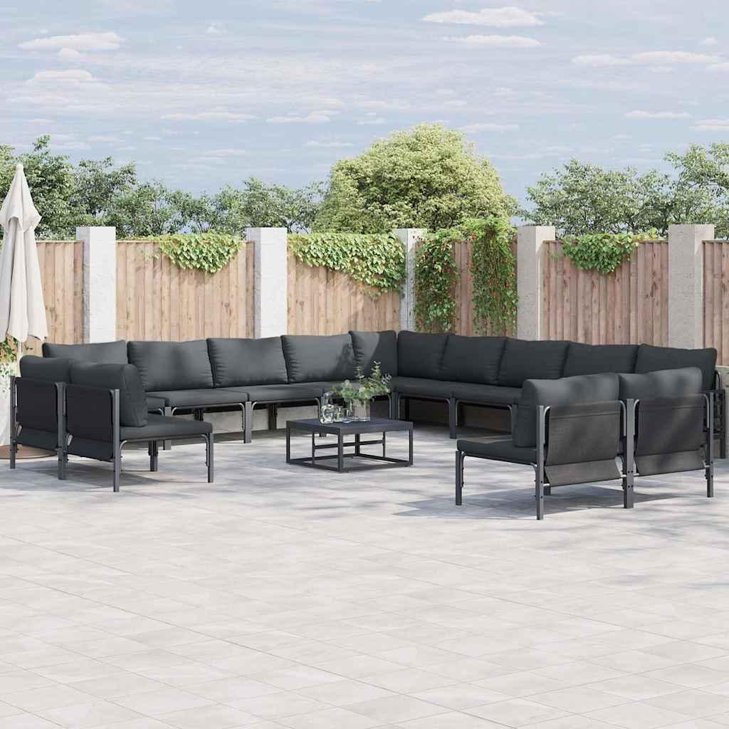 Havesofa Sæt med pude Antracitgrå Stål