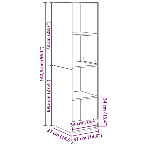 TV-møbelsæt med opbevaring 4 stk Sort eg Konstrueret træ