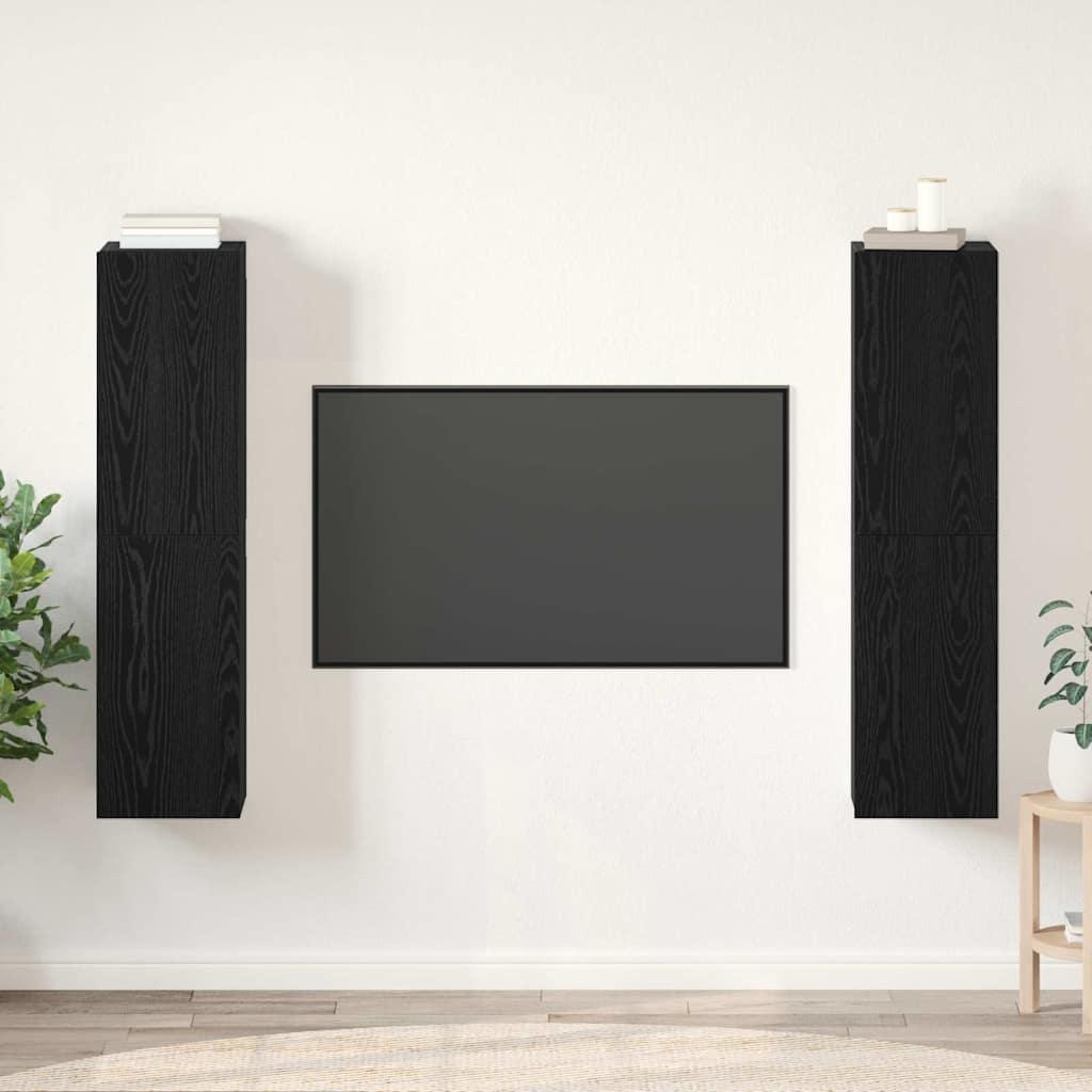 Tv-skabssæt 4 stk Sort eg 30.5 x 30 x 60 cm Konstrueret træ
