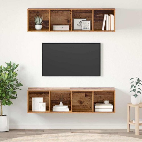 TV-møbelsæt med opbevaring 2 stk Gammelt træ 37 x 37 x 142.5 cm