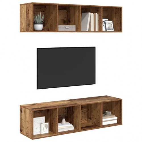 TV-møbelsæt med opbevaring 2 stk Gammelt træ 37 x 37 x 142.5 cm