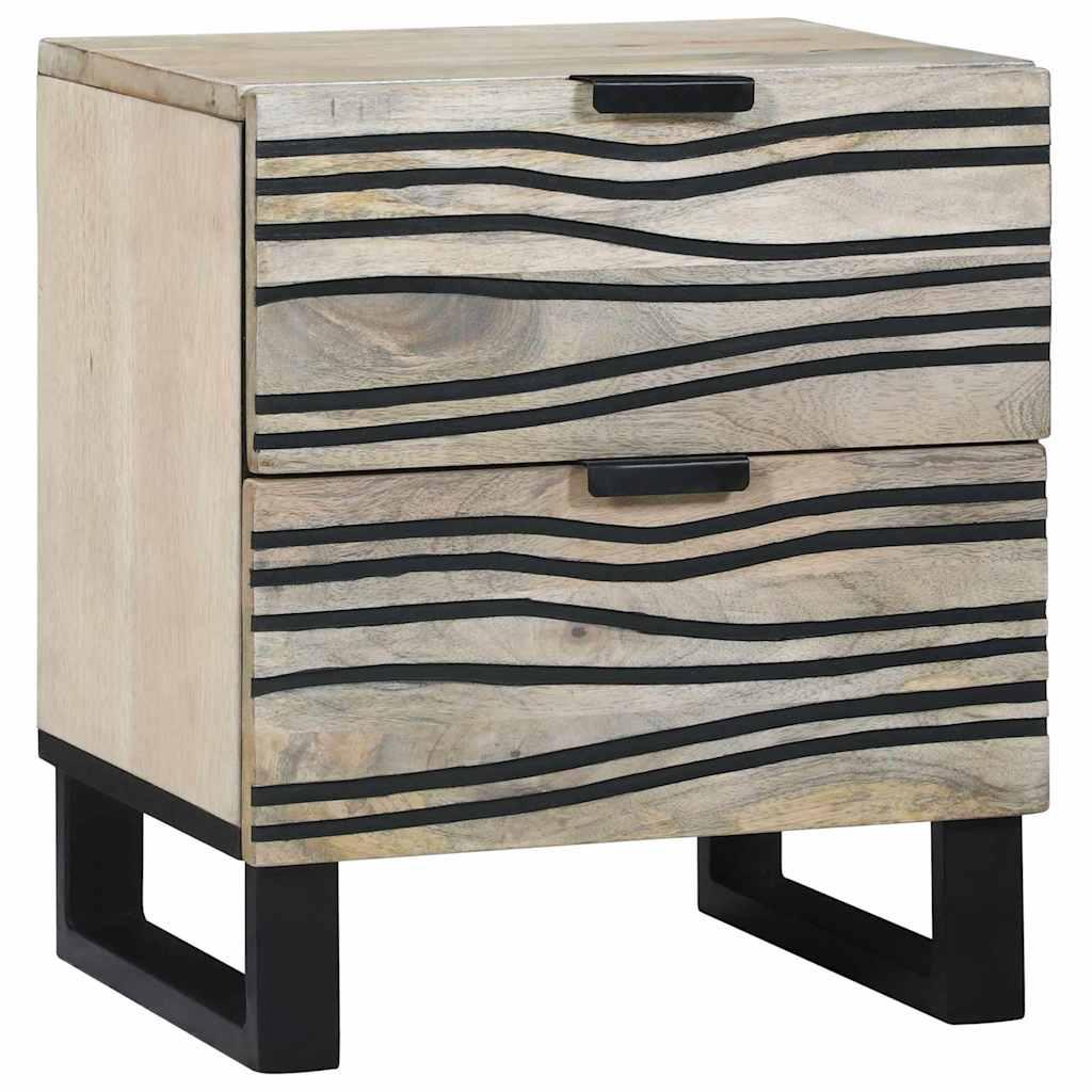 Natskab Hvid og sort 40 x 33 x 46 cm Massivt mangotræ