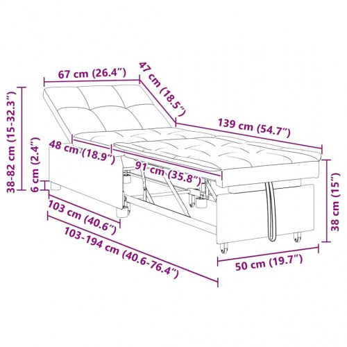Sovesofa med hjul Mørkegrå 194 x 50 x 82 cm