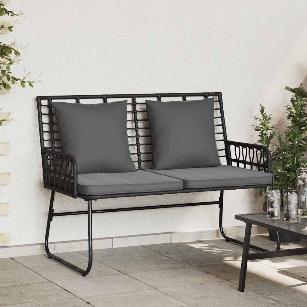 Havebænk Sort og Anthracit Poly rattan, stål