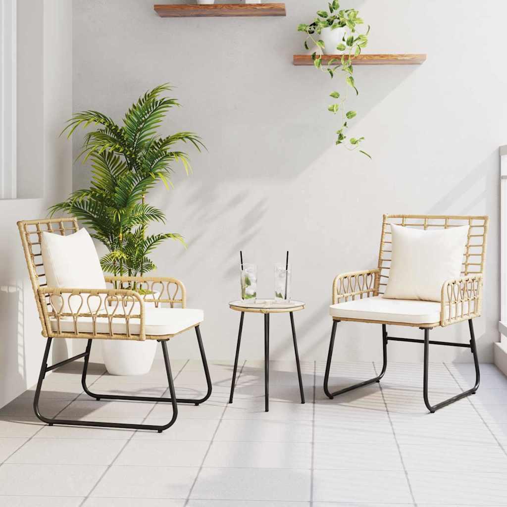 Have Spisebordssæt 3 stk Brun og Creme Poly rattan, stål