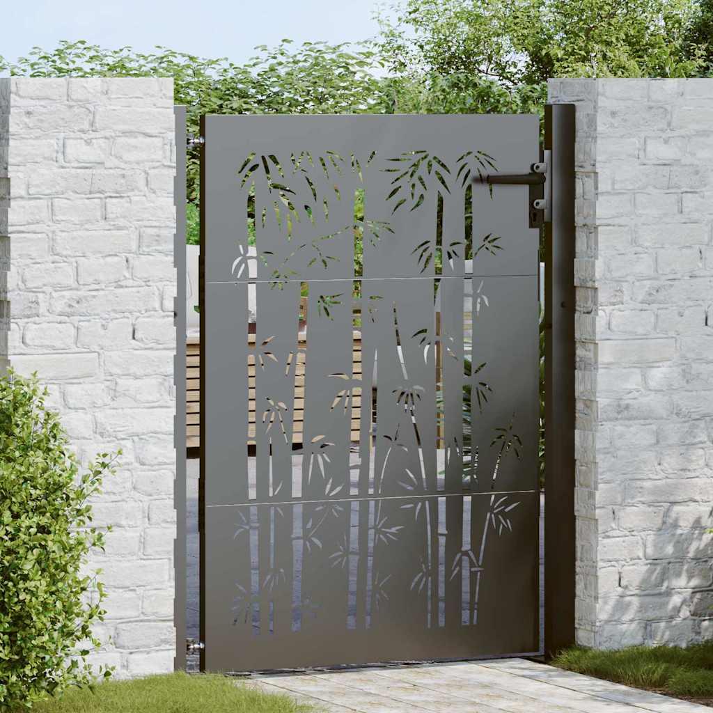 Haveport, Haveport 105x75 cm Corten Stål Bambus Design Sort