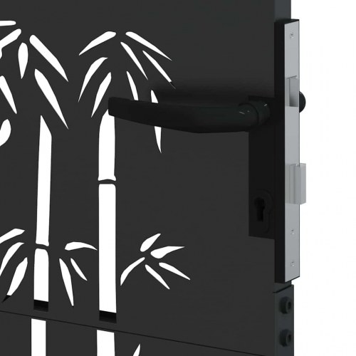 Haveport Andet med lås Sort 105 x 200 cm Pulverlakeret Stål