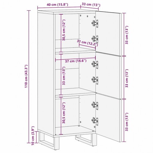Medieopbevaringsskabe & -reoler Hvid og sort 40 x 33.5 x 110 cm