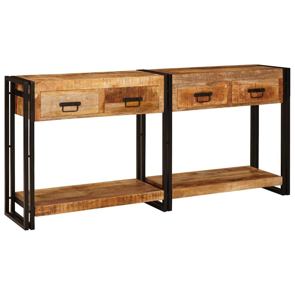 Konsolborde 2 Dele Brun 160 X 33 X 75 Cm Solid Mango Træ