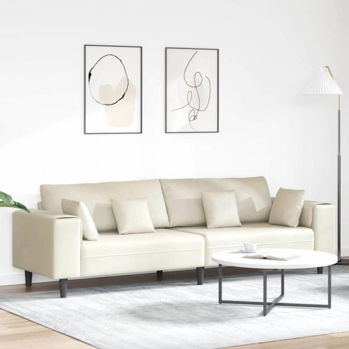 Fløjls Sofa med pude med pude Creme 208 cm Fløjl