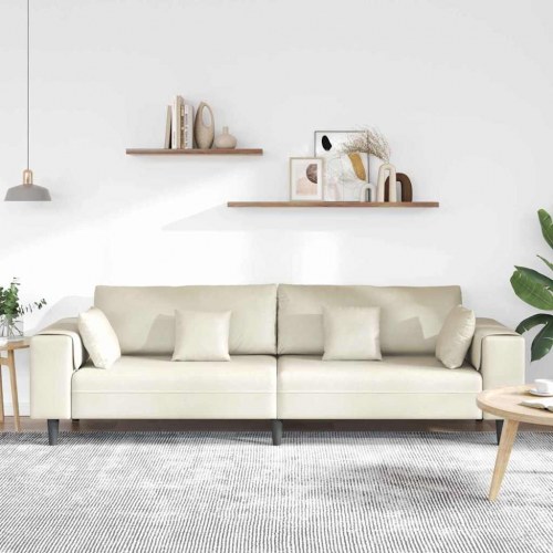Fløjls Sofa med pude med pude Creme 208 cm Fløjl