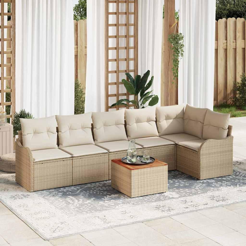 Havesofa Sæt 7 stk Beige og hvid