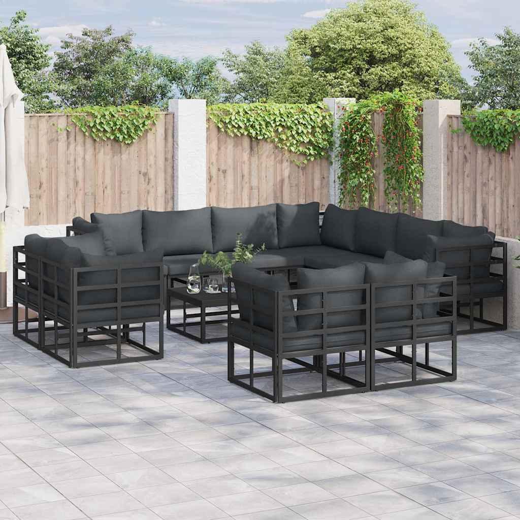 Havesofa Sæt Med Pude 11 Dele Aluminium - uden bord