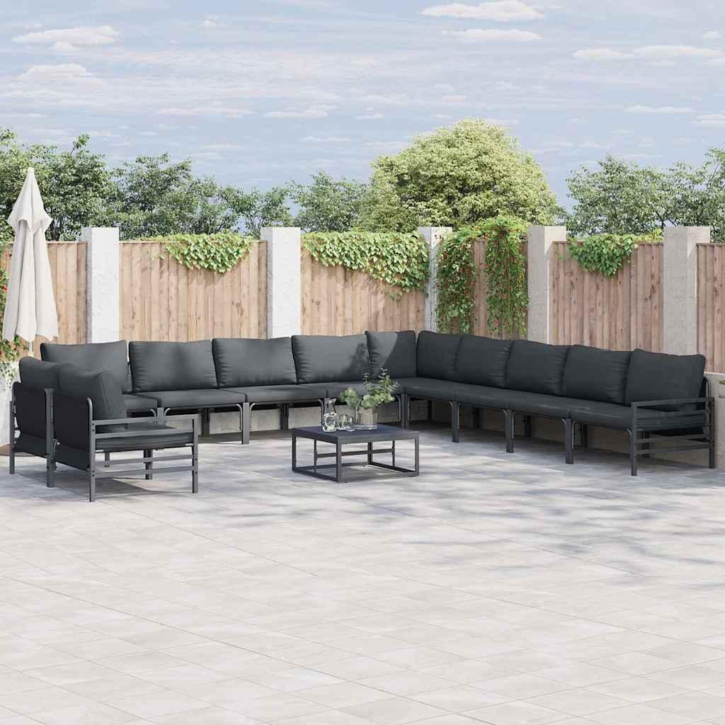 Havesofa Sæt med pude Antracit Stål