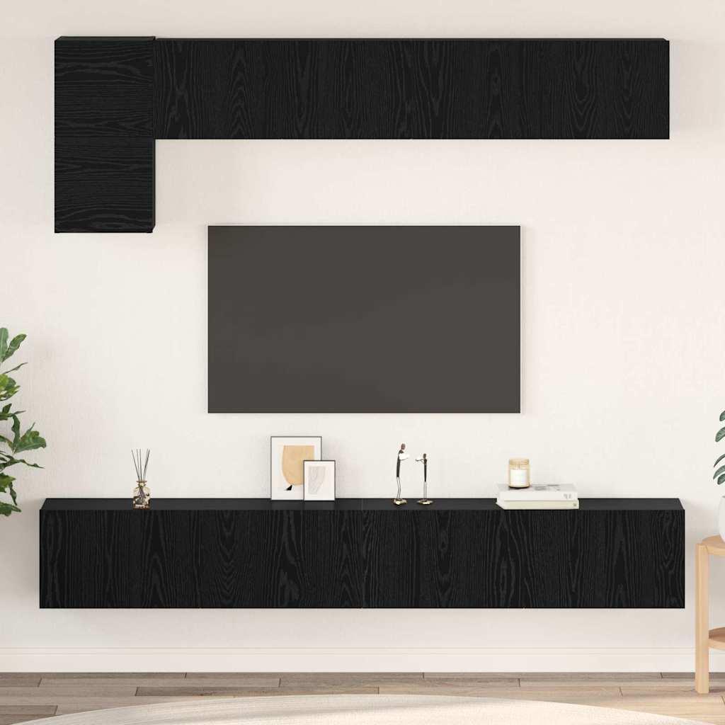 TV-møbelsæt 5 stk Sort eg 100 x 30 x 30 cm Konstrueret træ