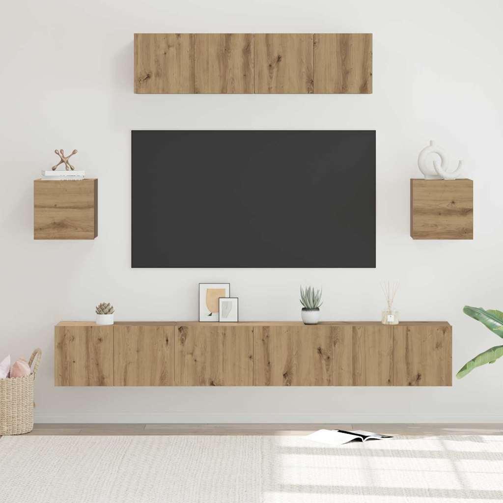 TV-møbelsæt 7 stk artisan eg 80 x 30 x 30 cm Konstrueret træ