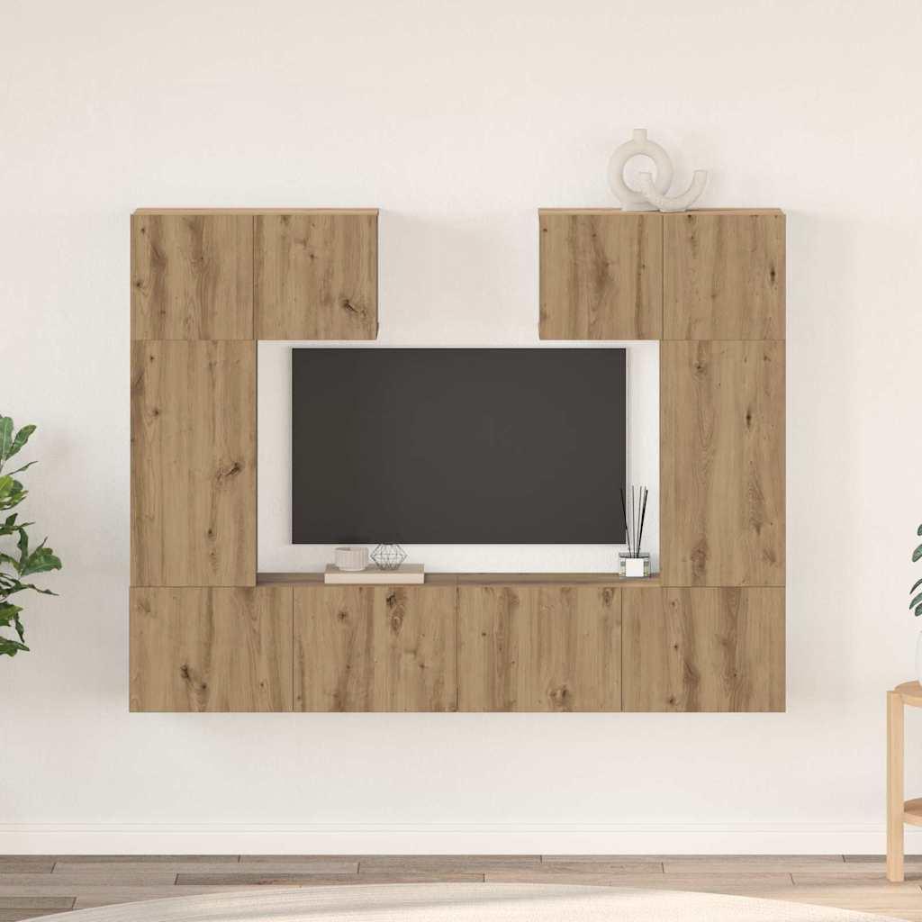 Tv-møbelsæt Med Hylde Med Opbevaring Med Dør 6 Stk Artisan Eg 80 X 30 X 30 Cm