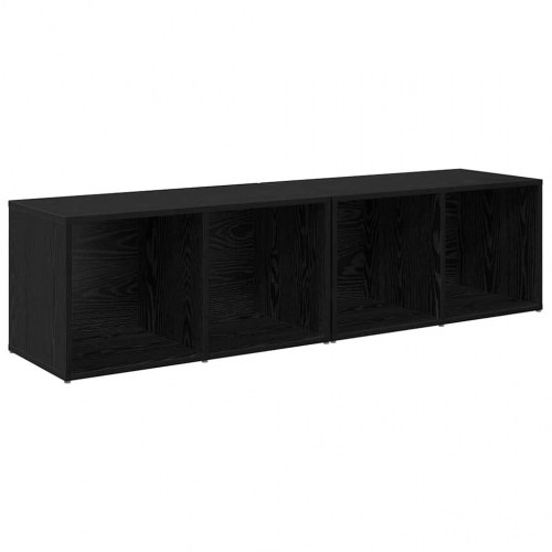 TV-møbelsæt 2 stk Sort eg 37 x 35 x 107 cm Konstrueret træ