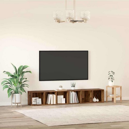 TV-møbelsæt 2 stk Gammelt træ 37 x 35 x 107 cm Konstrueret træ
