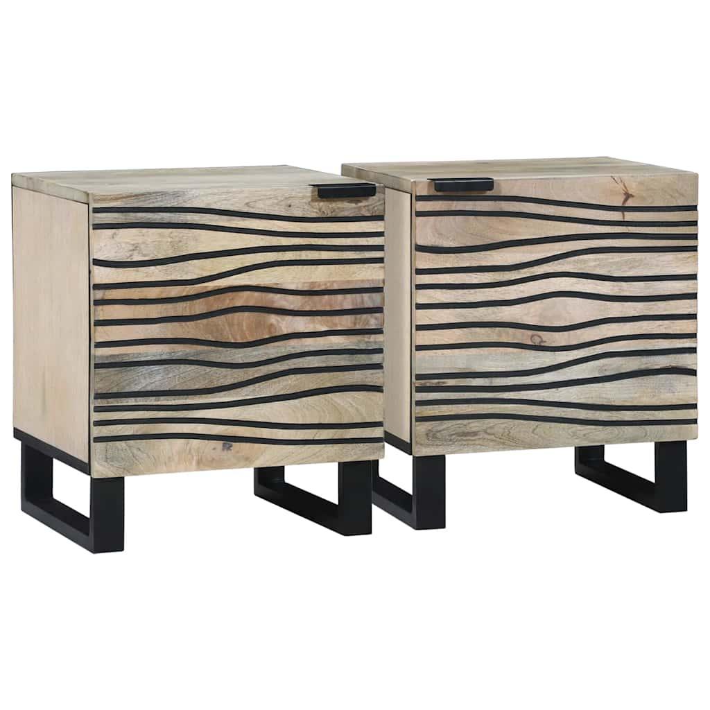 Sengeborde 2 Stk Naturfarvet 40 X 335 X 46 Cm