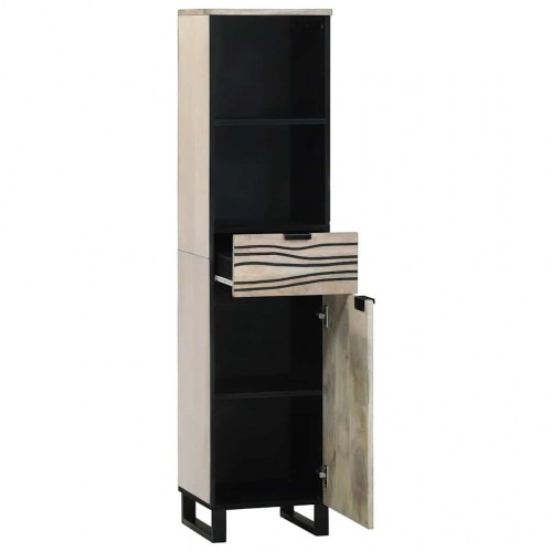 Badeværelsesskab med skuffe med hylde med opbevaring med dør Hvid og sort 38 x 33.5 x 160 cm