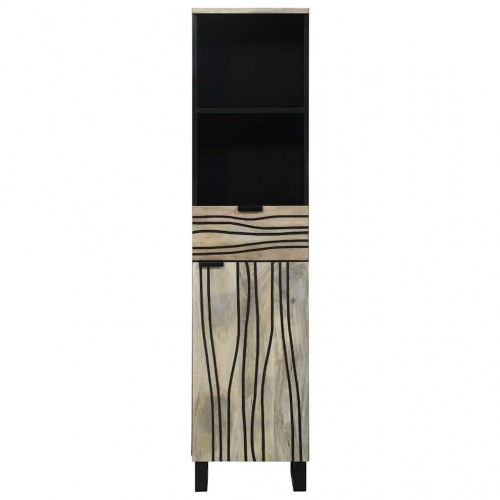 Badeværelsesskab med skuffe med hylde med opbevaring med dør Hvid og sort 38 x 33.5 x 160 cm