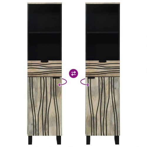 Badeværelsesskab med skuffe med hylde med opbevaring med dør Hvid og sort 38 x 33.5 x 160 cm