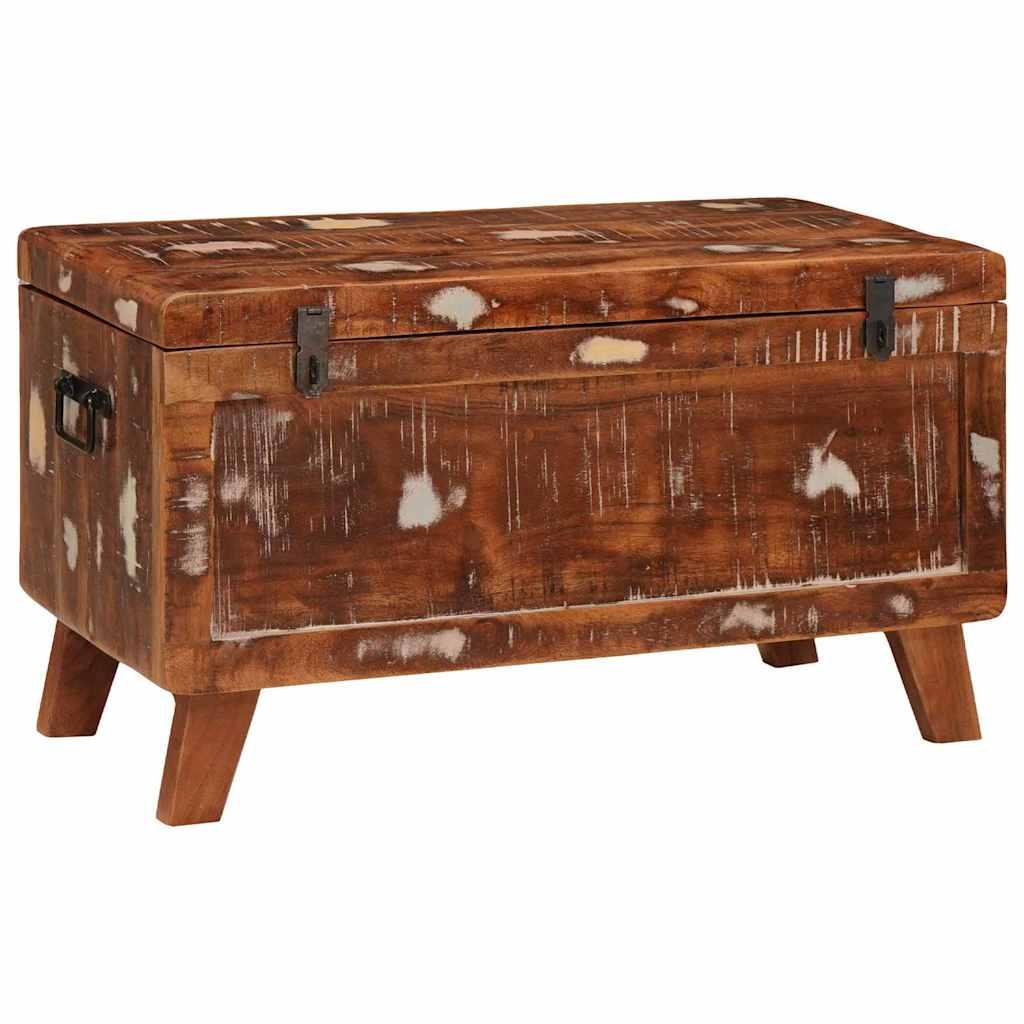Opbevaringskasse med lås 70 x 35 x 40 cm Massivt genanvendt træ