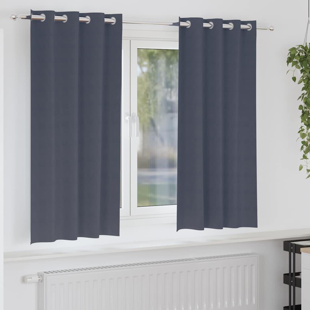 Gardiner med gardiner 2 stk Antracitgrå 175 x 140 cm Polyester