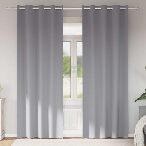 Gardiner med gardiner 2 stk Lysegrå 245 x 140 cm Polyester