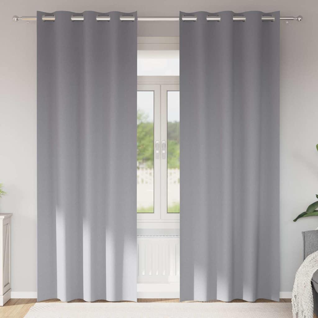Gardiner med gardiner 2 stk Lysegrå 245 x 140 cm Polyester