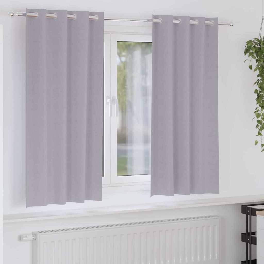 Gardiner med gardiner 2 stk Metal grå 175 x 140 cm Polyester