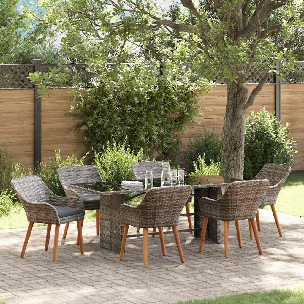 Have Spisebordssæt med pude 7 stk Grå polyrattan
