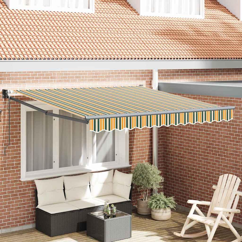 Utrækkelig Markise Grøn og gul 350 x 250 cm Stof
