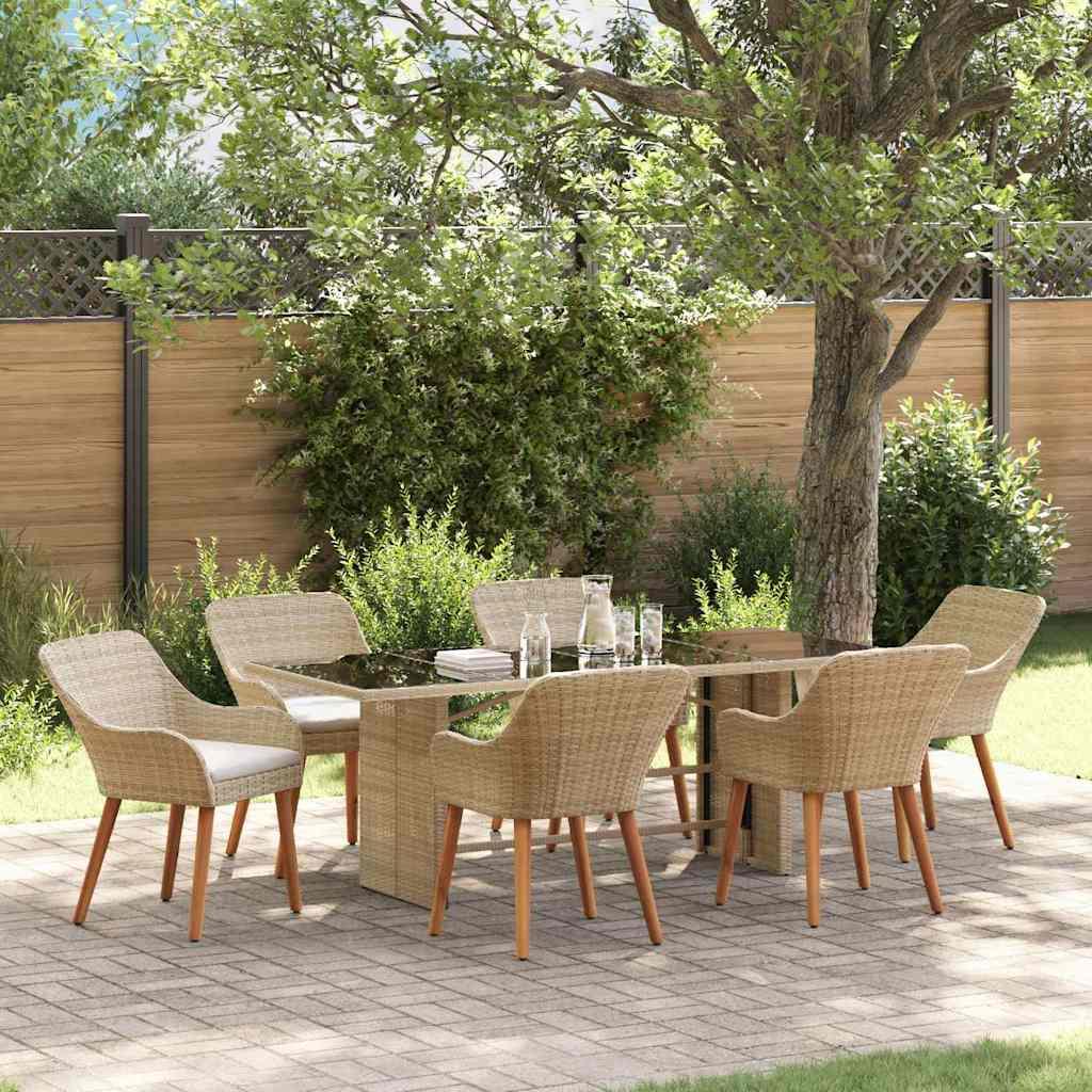 Have Spisebordssæt med pude 7 stk Beige polyrattan