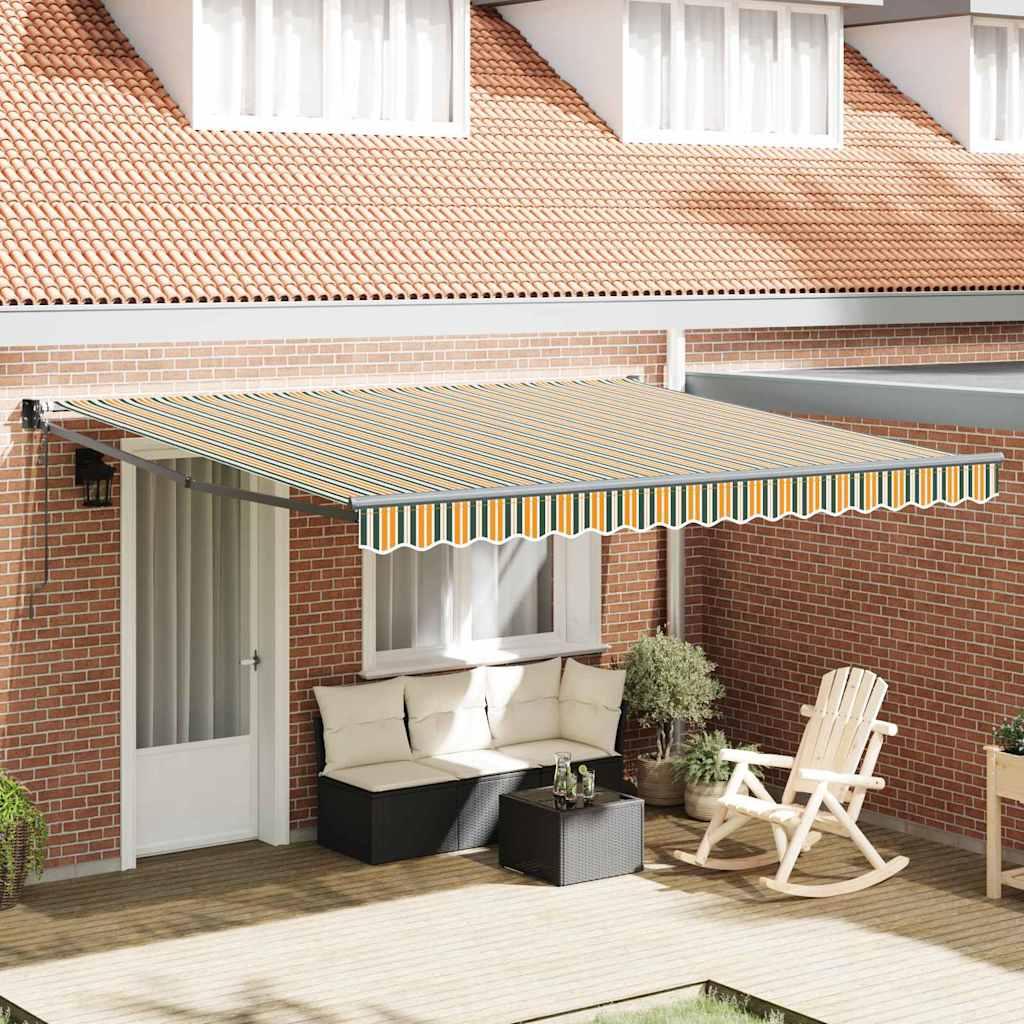 Utrækkelig Markise Grøn og gul 400 × 300 cm Polyester