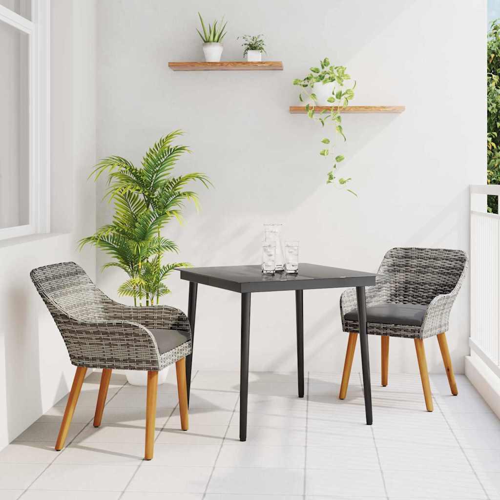 Have Spisebordssæt med pude 3 stk Grå polyrattan
